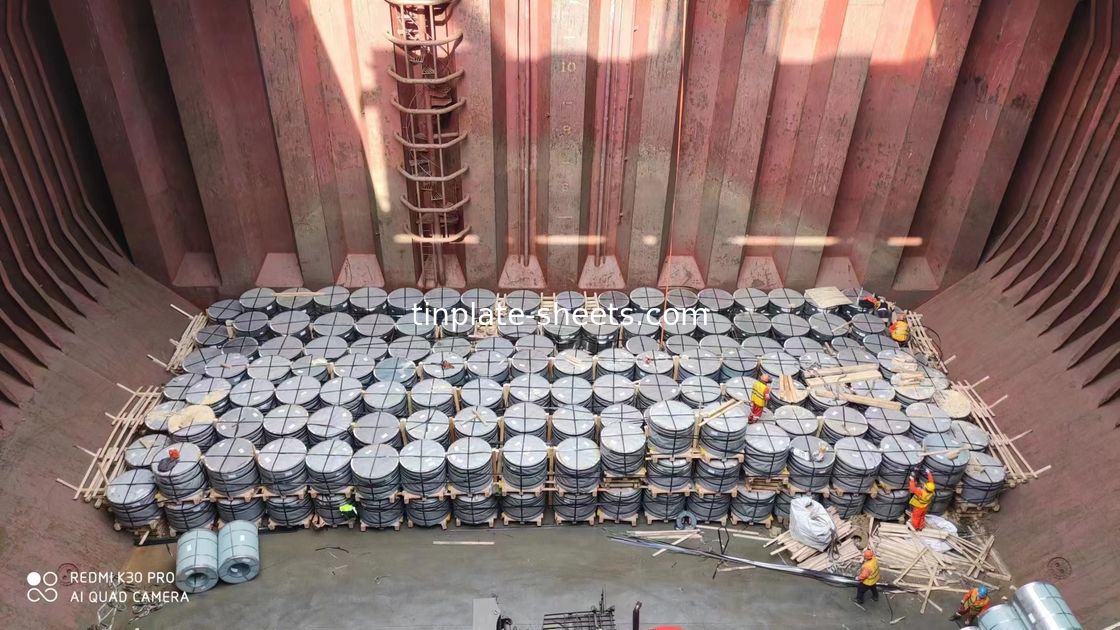 Tinplate Coil Sheets Mill Manufacturer  factory  Stone Silver Bright Finish  T4 T5 T2.5 DR8  2.8/2.8 Tin Coating